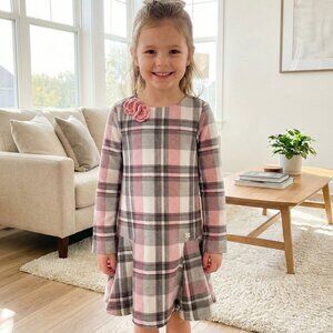 Girls’ Plaid Dress (Ages 4–6), preloved.